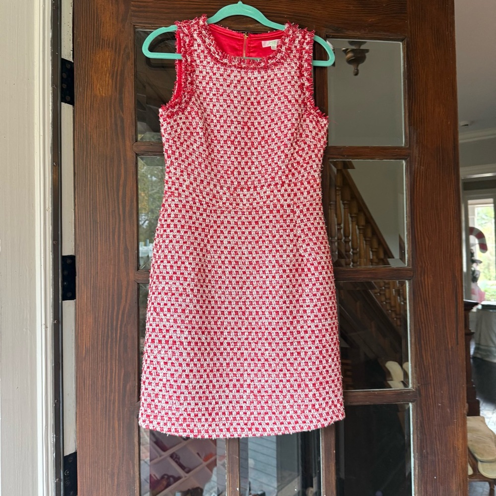 Jade Red and White Tweed Mini Dress